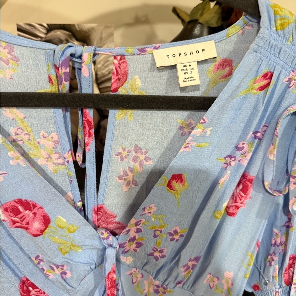 Topshop blue and pink Midi Dress size 2 - Picture 5 of 9